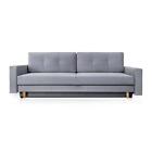 Sofa 3 Sitzer Grau Sofas Holz Elegantes Wohnzimmer Modern Design Polster Stoff