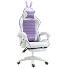 Vinsetto Racing Style Gaming Chair with Footrest Removable Rabbit Ears, Purple