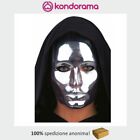 Maschera viso medio anonimo in plastica argento domino per Carnevale o Halloween