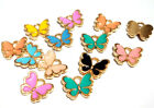 10pz misti ciondoli charms farfalle in metallo smaltato colore vari 13x10mm