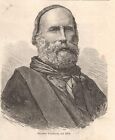 Stampa antica GIUSEPPE GARIBALDI ritratto a 63 anni 1884 Antique print