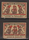 MATCHBOX LABEL SWEDEN- The Three Monkeys x2 different- **