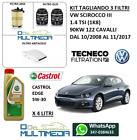 TAGLIANDO 3 FILTRI OLIO CASTROL 5W30 VOLKSWAGEN SCIROCCO 1.4 TSI BENZINA 122 CV