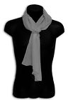 PASHMINA SCIARPA SCARF UOMO DONNA MISTO SETA LEGGERA TINTA UNITA GRIGIO CHIARO