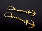 A PAIR OF  GOLD COLOUR DANGLY SHIPS ANCHOR  LEVERBACK HOOK EARRINGS. NEW.