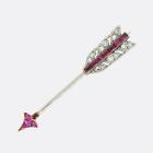 Cartier Art Deco Ruby and Diamond Arrow Jabot Pin