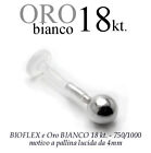 Piercing BIOFLEX LABRET TRAGO ORECCHIO pallina 4mm oro BIANCO 18kt. white GOLD