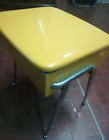 SGABELLO PULISCI SCARPE PORTA SPAZZOLE CONTENITORE GIALLO VINTAGE