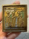 Antique Bronze Enamel Russian Icon