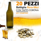 20 Pezzi Bottiglia Bottiglie Bap Vetro Ambra Birra 66 cl + 20 tappi corona