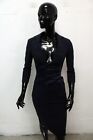 Elisabetta Franchi Vestito Donna Taglia 40 Blu Abito Tubino Dress Manica Lunga