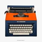 Olivetti Lettera 25, Navy Blue & Orange Vintage Typewriter, Manual Refurbished