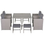 Outsunny Set Tavolo e Sedie da Giardino Salotto in Rattan Grigio 9pz