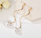 Gold Plated Faux Pearl Swirl Drop Earrings