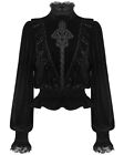 Punk Rave Womens Gothic Top Black Velvet Lace Long Sleeve Steampunk Victorian