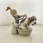 Lladro Bashful Bather 5455 Girl Bathing Dog Figure