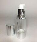 50ml Clear Plastic Airless Pump Dispenser Bottles With Chrome Trim *ANY AMOUNT*