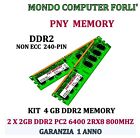 4 GB DDR2 (2 X 2GB) KIT MEMORIA/RAM PC2 6400 2RX8 800MHZ ALTA DENSITÀ < PNY >