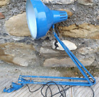 LAMPADA TAVOLO BLU brevetti TECNOLAMPADA ANNI  70 stile industriale con morsetto