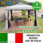 GAZEBO 3X4 GIARDINO IN ALLUMINIO TELO ANTIPIOGGIA PVC ZANZARIERA TELI ANTIVENTO