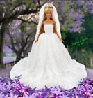 ABITO BARBIE SPOSA  PRINCIPESSA AMPIO PIZZO CON CODA  CORONA VELO OFFERTISSIMA!