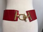 Stephen Collins red leather wide belt gold anchor sailor buckle approx. 34”