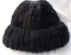 Hand knitted ladies mohair ribbed hat in black