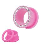 Dilatatore Flesh Tunnel Plug Piercing Plastica Con Chiari Zirconia Cristalli