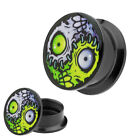 Dilatatore Flesh Tunnel Plug Piercing Motivo Ying Yang Monster Horror Occhi