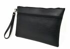 Pochette Uomo Donna Borsello in Pelle Borsellino da Polso Nero a Mano Busta Nera