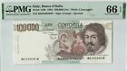 Italy 100000 lire Caravaggio 1983 PMG 66 UNC