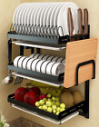 Organizer da Parete in Acciaio Inox per Cucina, 3 Livelli Scolapiatti