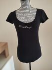 Maglia Donna Nera SISLEY tg.M Cotone Scollatura Rotonda Elasticizzato Moda...