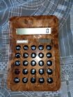 Vintage Dapy Paris 1980s Calculator Wood Grain Large Size Rare Solar LCD Display