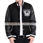 NFL Oakland Las Vegas Raiders Wool Body Leather Sleeves Letterman Varsity Jacket