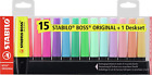 Evidenziatore - STABILO BOSS ORIGINAL Desk-Set - 15 Colori Assortiti 9 Neon + 6