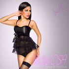 Bustino Corsetto Raso Pizzo Nero Babydoll Chemise Hot Sexy lingerie Bustier