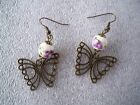 ORECCHINI PENDENTE CHARM COLOR BRONZO ANTICO FARFALLA BUTTERFLY EARRINGS