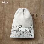 Small Rustic Drawstring Cotton Gift Bag | Dog Design | Mini Reusable Canvas