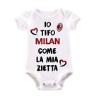 Body neonato adatto a tifoso calcio tifo milan come zia idea regalo nascita