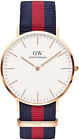 Daniel Wellington Classic Oxford Orologio Uomo, 40mm, in NATO, Blu/Rosso/Oro Ros