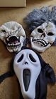 3 x Halloween Overhead Masks Scream, Skeleton