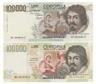 LOTTO X2 100000 LIRE  CARAVAGGIO  I  TIPO  100000 LIRE CARAVAGGIO II TIPO