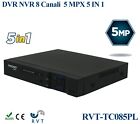 DVR UNIVERSALE 8 CH CANALI IBRIDO 5 IN 1 5 MPX P2P USCITA VIDEO BNC HDMI 4K TOP