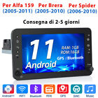 1+16G Android 11 Autoradio Per Alfa Romeo 159 Brera Spider GPS Navi BT WIFI DAB+
