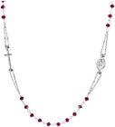 COLLANA GIROCOLLO UOMO DONNA ROSARIO IN ARGENTO 925 RODIATO PERLINE ROSSE 47 CM