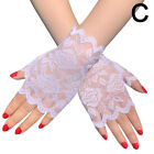 Women Ladies Short Lace Sheer Gloves Gothic Fancy Dress Party Fingerless Mittens