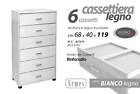 CASSETTIERA 6 CASSETTI SETTIMINO MODERNO ROVERE BIANCO LEGNO 120*68*40 TCC