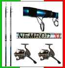 COPPIA CANNE + 2 MULINELLI 7000 CARSON DA PESCA SURF CASTING FONDO MARE BEACH