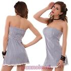 Miniabito donna vestito abito vestitino corto righe pizzo bandeau nuovo CC-865